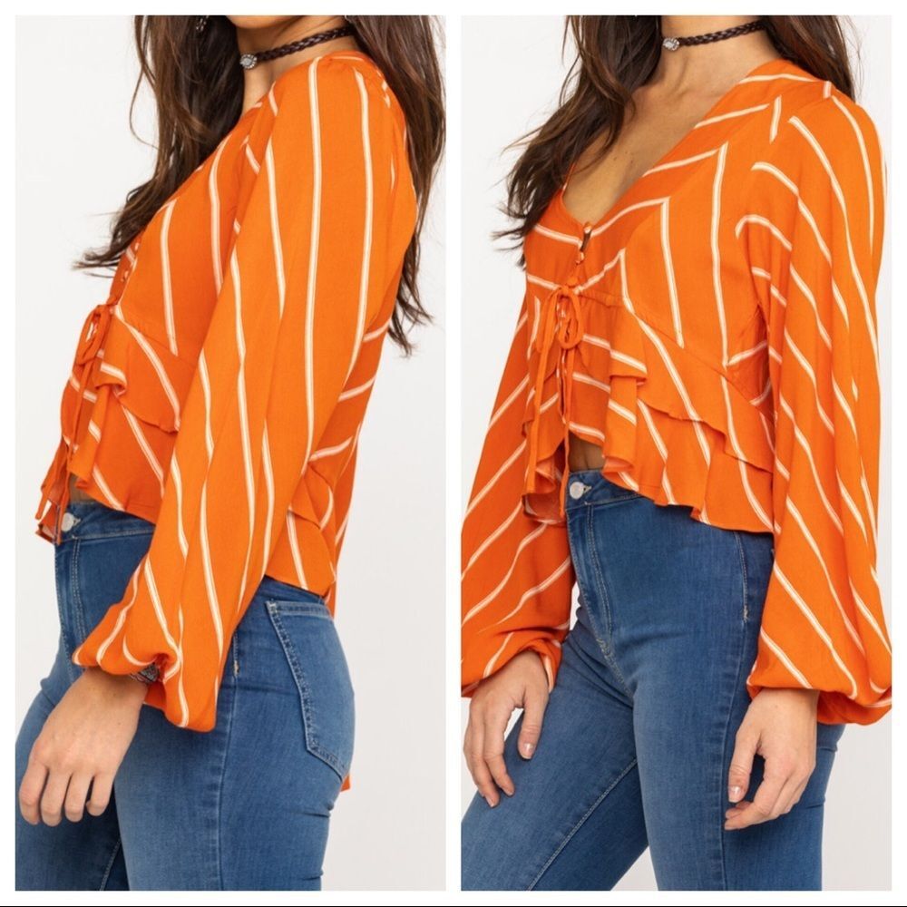 Free People Samifran Cropped Long sleeve blouse XS